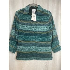 Coldwater Creek PXS Mixed Print Crinkle Button Up Top/Jacket - Textured NWT